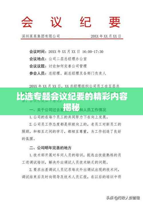比选专题会议纪要的精彩内容揭秘
