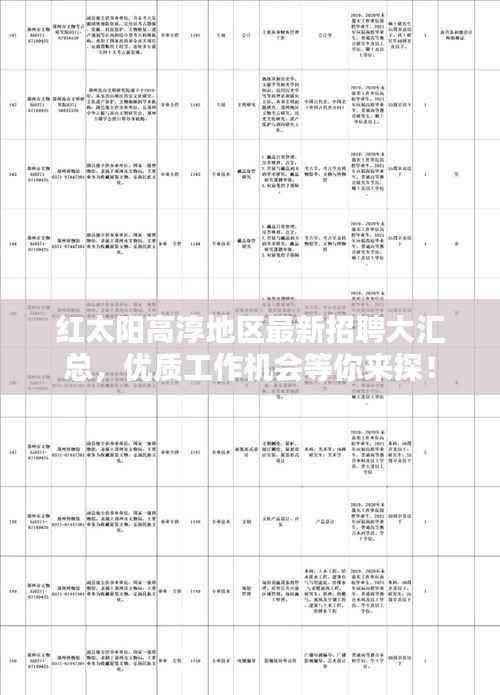 红太阳高淳地区最新招聘大汇总,优质工作机会等你来探!